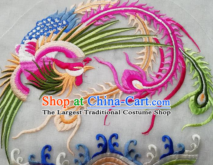 Chinese Traditional Embroidered Phoenix Peony Round Patch Cloth Decoration Embroidery Craft Embroidered Accessories