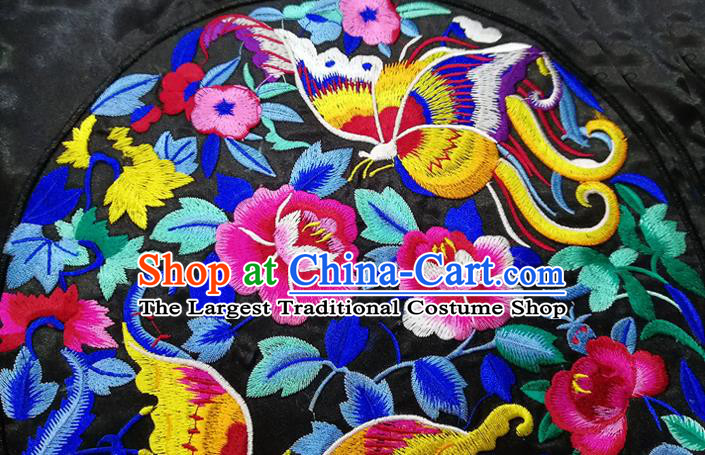 Chinese Traditional Embroidered Flowers Butterfly Pattern Cloth Patch Decoration Embroidery Craft Embroidered Accessories