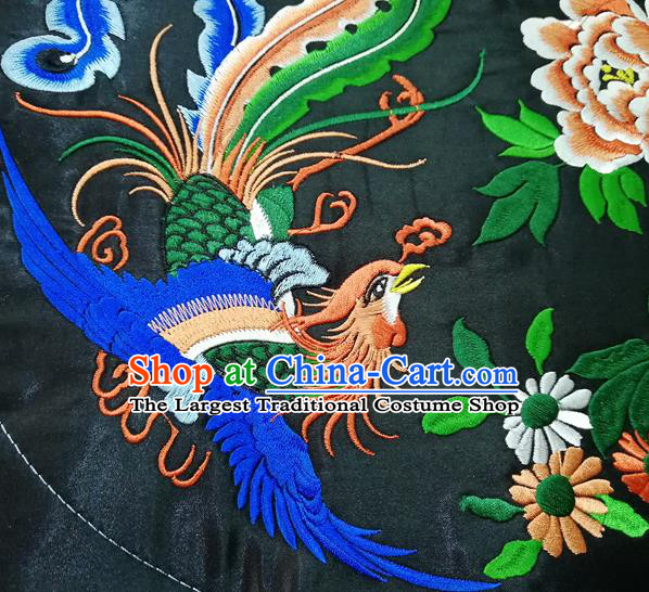 Chinese Traditional Embroidered Phoenix Peony Pattern Round Patch Decoration Embroidery Craft Embroidered Accessories