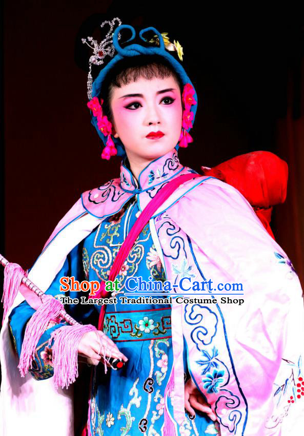 Chinese Sichuan Opera Highlights Xiaodan Qin Tong Garment Costumes and Headdress Chu Bei Sai Traditional Peking Opera Maid Lady Dress Apparels