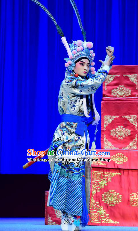 Bei Mang Mountain Chinese Sichuan Opera Martial Male Apparels Costumes and Headpieces Peking Opera Highlights Wusheng Garment Prince Ji Shudai Clothing