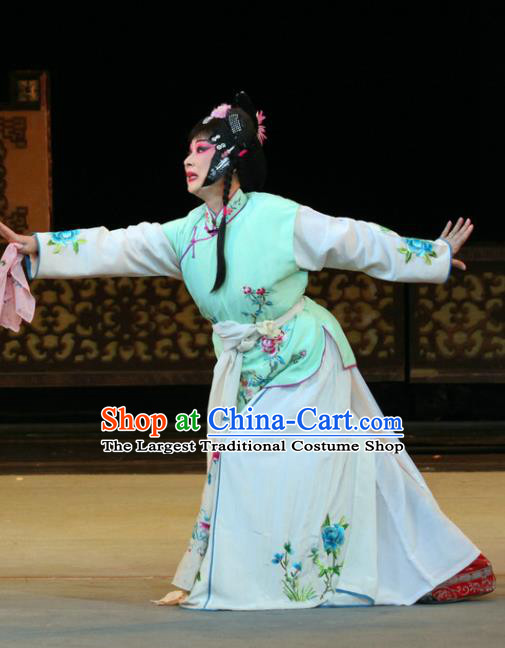 Chinese Sichuan Opera Highlights Servant Girl Garment Costumes and Headdress En Chou Ji Traditional Peking Opera Young Female Dress Diva Qian Suyun Apparels