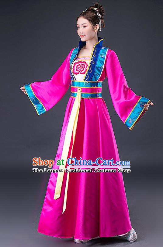 Chinese Ming Dynasty Maid Lady Rosy Hanfu Dress Traditional Apparels Ancient Drama Servant Girl Historical Costumes for Women