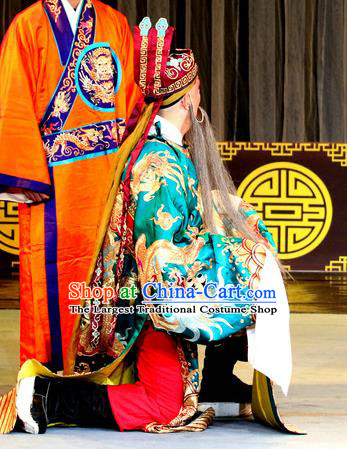 Zhan Huang Pao Chinese Sichuan Opera Official Gao Huaide Apparels Costumes and Headpieces Peking Opera Highlights Laosheng Garment Elderly Male Clothing