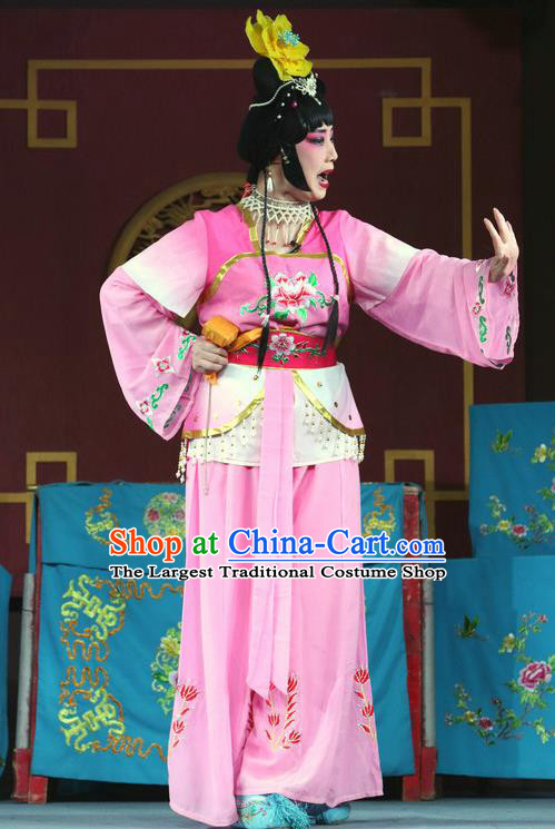 Chinese Sichuan Opera Highlights Maidservant Garment Costumes and Headdress Hu Xian Hen Traditional Peking Opera Xiaodan Dress Young Lady Apparels