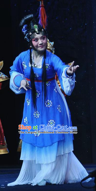 Chinese Sichuan Highlights Opera Xiaodan Garment Costumes and Headdress Princess Turandot Traditional Peking Opera Liu Er Pink Dress Maid Lady Apparels