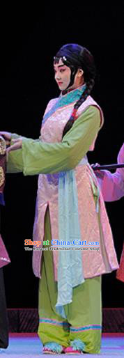 Chinese Sichuan Highlights Opera Maid Lady Garment Costumes and Headdress Legend of Chen Mapo Traditional Peking Opera Servant Girl Dress Apparels