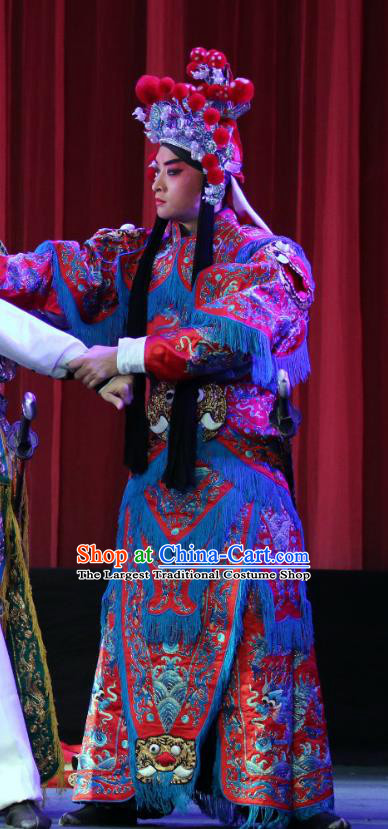 Bai Mian Hu Xiao Fang Chinese Sichuan Opera Soldier Apparels Costumes and Headpieces Peking Opera Highlights Wusheng Garment Martial Male Clothing