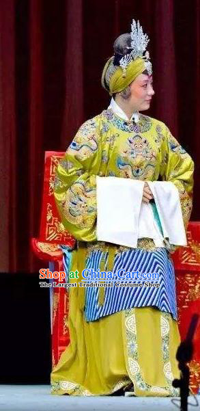 Chinese Sichuan Opera Highlights Noble Dame Garment Costumes and Headdress Bai Mian Hu Xiao Fang Traditional Peking Opera Elderly Female Dress Pantaloon Apparels