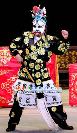 Bai Shou Tu Chinese Sichuan Opera Wusheng Xue Gang Apparels Costumes and Headpieces Peking Opera Highlights Swordsman Garment Martial Male Clothing