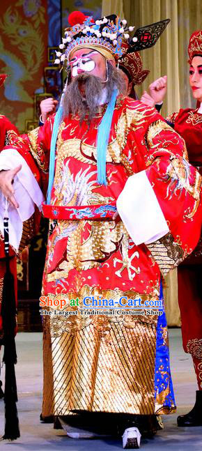 Bai Shou Tu Chinese Sichuan Opera Elderly Male Apparels Costumes and Headpieces Peking Opera Highlights Laosheng Garment Official Cheng Yaojin Clothing