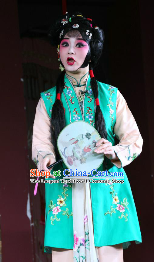 Chinese Sichuan Opera Highlights Maidservant Garment Costumes and Headdress Cui Xiang Ji Traditional Peking Opera Young Lady Dress Diva Cui Xiang Apparels