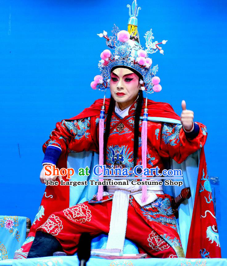 Xian He Ridge Chinese Sichuan Opera Martial Male Apparels Costumes and Headpieces Peking Opera Highlights Takefu Garment Swordsman Zuo Liangyu Clothing