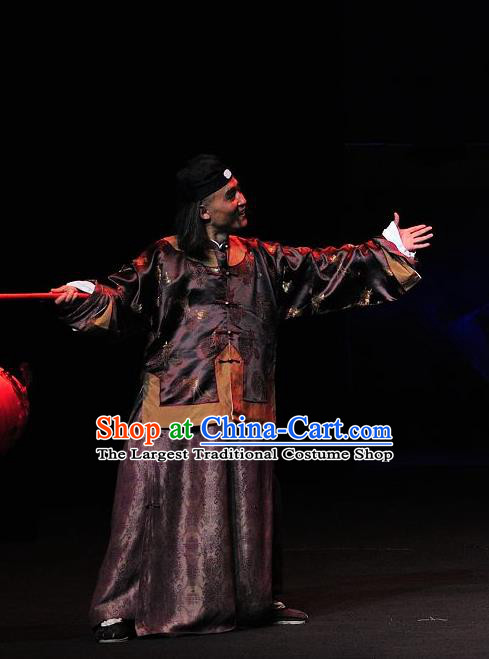 Jin Zi Chinese Sichuan Opera Landlord Apparels Costumes and Headpieces Peking Opera Highlights Elderly Male Garment Merchant Jiao Yanwang Clothing