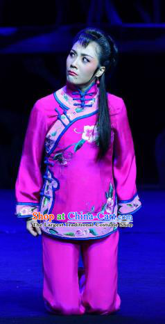 Chinese Sichuan Highlights Opera Actress Garment Costumes and Headdress Jin Zi Traditional Peking Opera Diva Jin Zi Rosy Dress Young Mistress Apparels