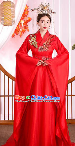 Chinese Ancient Drama Imperial Consort Red Hanfu Dress Apparels Traditional Tang Dynasty Noble Woman Historical Costumes Complete Set