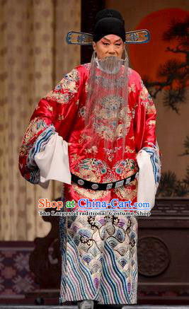 He Feng Qun Chinese Bangzi Opera Prime Minister Liang Que Apparels Costumes and Headpieces Traditional Hebei Clapper Laosheng Garment Elderly Male Clothing