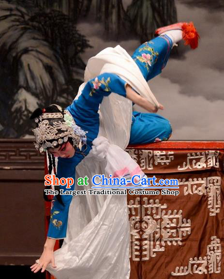 Chinese Hebei Clapper Opera Distress Maiden Garment Costumes and Headdress Sheng Si Pai Traditional Bangzi Opera Hua Tan Dress Diva Huang Xiulan Apparels