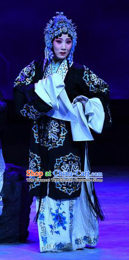 Chinese Hebei Clapper Opera Distress Maiden Garment Costumes and Headdress Xue Gang Fan Tang Traditional Bangzi Opera Dame Dress Young Mistress Apparels