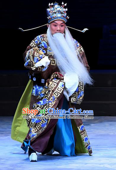 Xue Gang Fan Tang Chinese Bangzi Opera Minister Apparels Costumes and Headpieces Traditional Hebei Clapper Opera Official Xu Ce Garment Laosheng Clothing