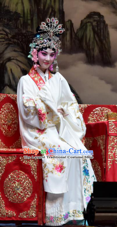 Chinese Hebei Clapper Opera Young Beauty Garment Costumes and Headdress Xiao Yan Traditional Bangzi Opera Actress Dress Diva Diao Chan Apparels