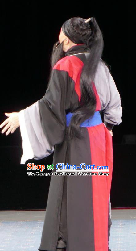 Chun Qiu Bi Chinese Bangzi Opera Prisoner Wang Yancheng Apparels Costumes and Headpieces Traditional Hebei Clapper Opera Laosheng Garment Elderly Male Clothing