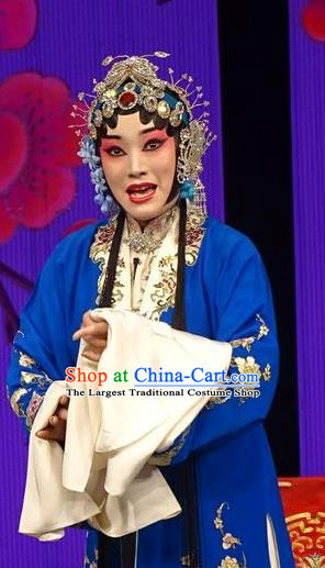 Chinese Hebei Clapper Opera Young Female Garment Costumes and Headdress Chun Qiu Bi Traditional Bangzi Opera Actress Dress Diva Gu Fengying Apparels