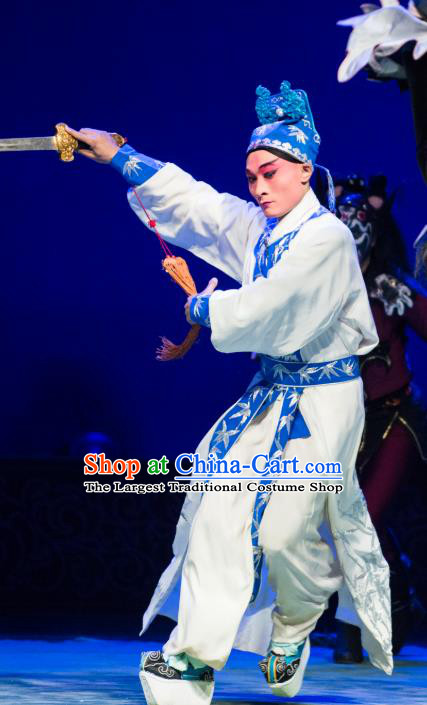 Zhong Kui Chinese Bangzi Opera Martial Male Apparels Costumes and Headpieces Traditional Hebei Clapper Opera Wusheng Garment Swordsman Clothing