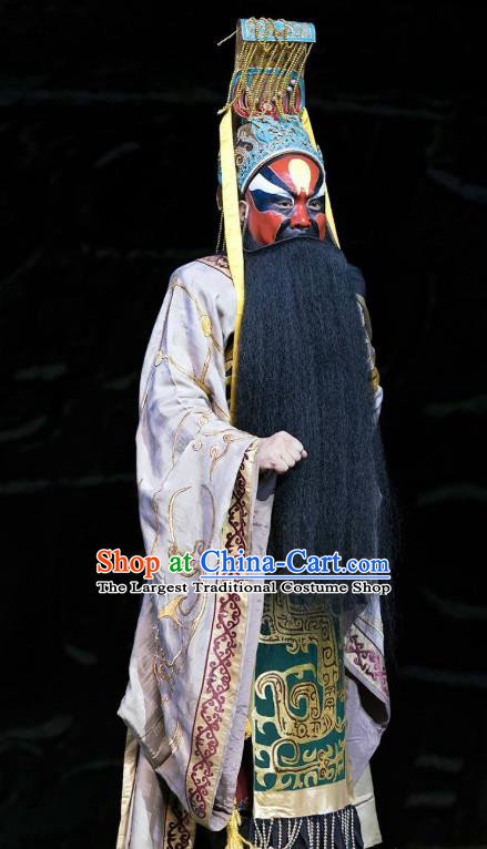 Te Bai City Chinese Bangzi Opera Painted Role Apparels Costumes and Headpieces Traditional Hebei Clapper Opera Emperor Garment Lord Clothing