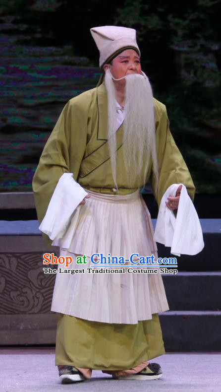 Chinese Bangzi Opera Laosheng Apparels Costumes and Headpieces Traditional Shanxi Clapper Opera Elderly Male Garment Old Man Clothing