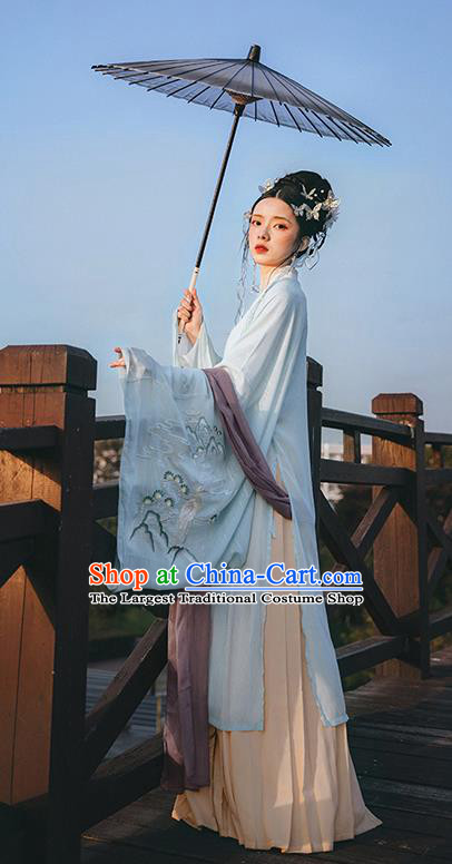 Chinese Ancient Imperial Consort Embroidered Hanfu Dress Apparels Traditional Jin Dynasty Court Princess Historical Costumes for Women