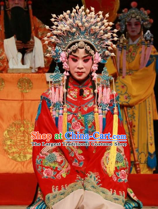 Chinese Shanxi Clapper Opera Imperial Consort Pan Garment Costumes and Headdress Pan Yang Song Traditional Bangzi Opera Hua Tan Dress Actress Apparels
