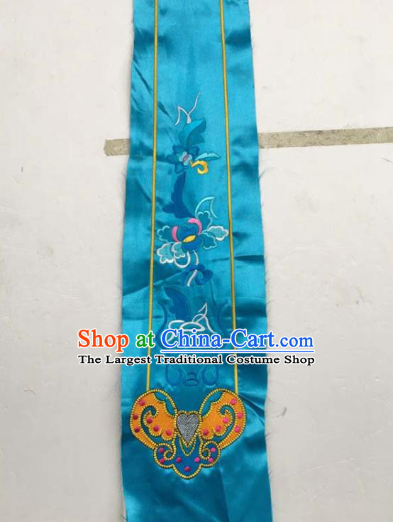 Chinese Traditional Embroidered Butterfly Peony Blue Patch Decoration Embroidery Applique Craft Embroidered Dress Ribbon Accessories
