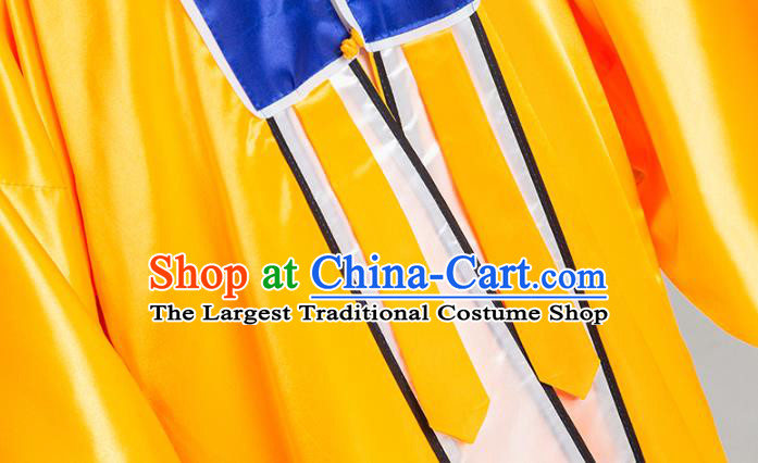 Traditional Chinese Taoist Nun Yellow Trilobal Priest Frock Martial Arts Costumes China Kung Fu Garment Embroidered Crane Gown for Women