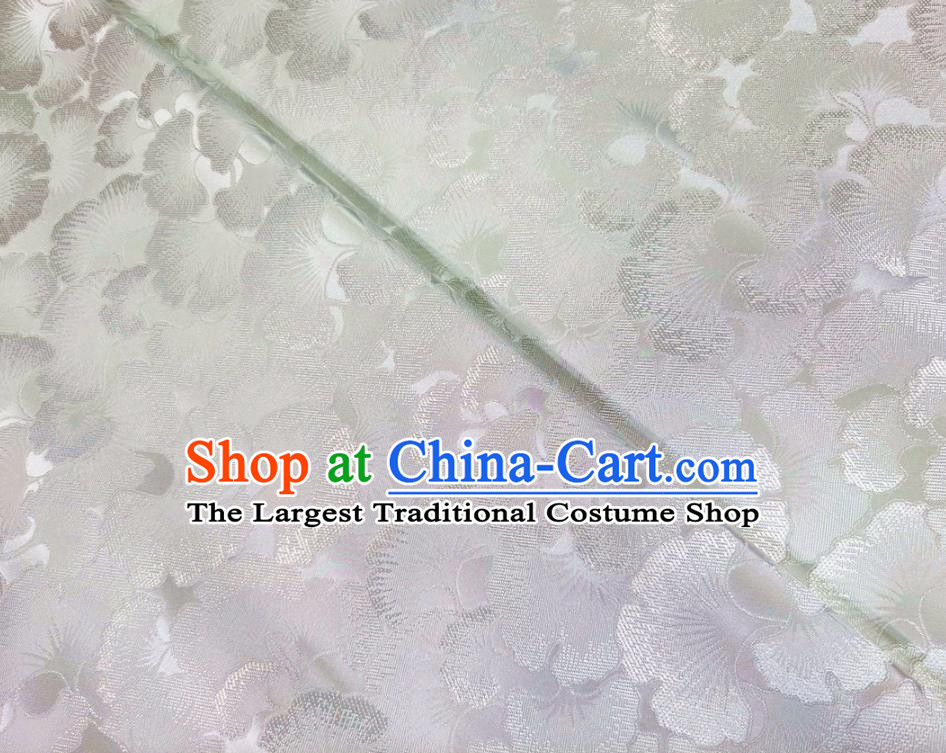 Asian Chinese Traditional Ginkgo Leaf Pattern Design White Brocade Fabric Silk Tang Suit Tapestry Material