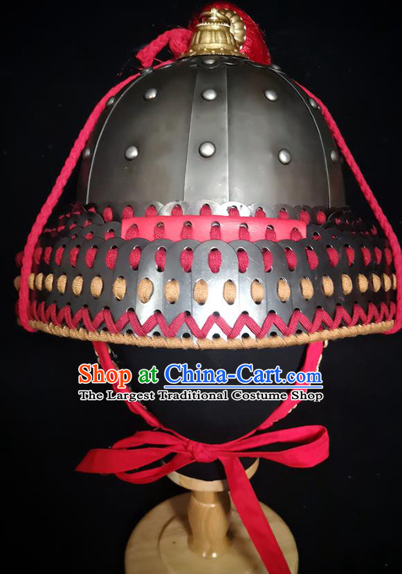 Traditional Chinese Song Dynasty Infantry Warrior Iron Armet Hat Headpiece Ancient General Helmet for Men