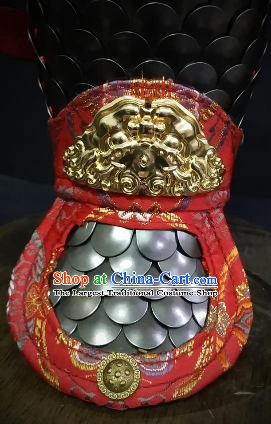 Traditional Chinese Song Dynasty Infantry Warrior Black Iron Wrist Guard Wristband Armor Ancient Soldier Satin Wristlets Armband for Men