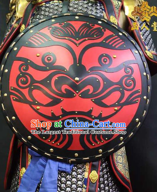 Traditional Chinese Ming Dynasty Infantry Wood Shield Ancient Warrior Soldier Beast Pattern Protect Accessories for Men