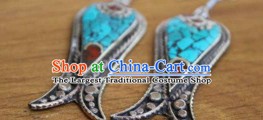 Chinese Traditional Tibetan Nationality Folk Dance Silver Fish Ear Accessories Handmade Eardrop Decoration Zang Ethnic Earrings for Women