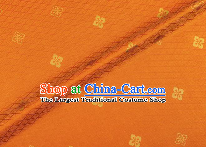 Japanese Traditional Sorbus Pattern Design Orange Brocade Fabric Silk Material Traditional Asian Japan Kimono Nishijin Satin Tapestry