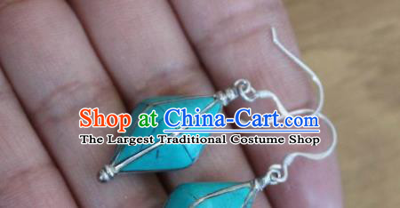 Chinese Traditional Tibetan Nationality Folk Dance Ear Accessories Handmade Eardrop Decoration Zang Ethnic Court Earrings for Women