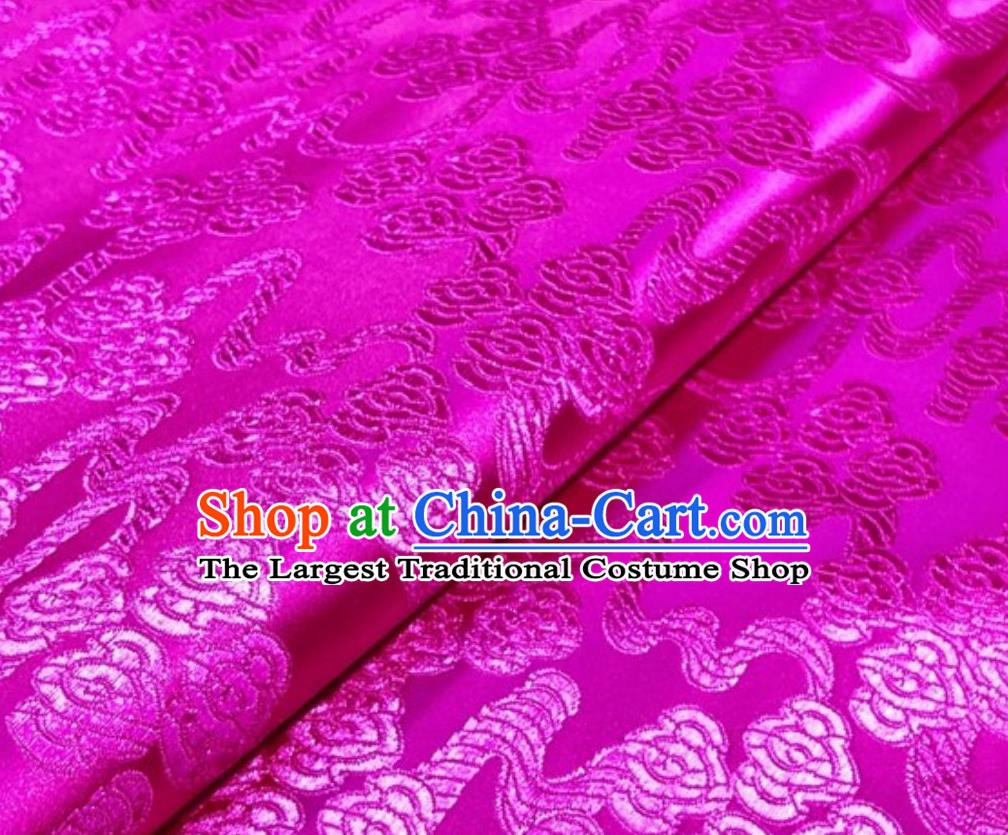 Asian Chinese Traditional Auspicious Clouds Pattern Design Rosy Brocade Silk Fabric Tang Suit Tapestry Imperial Robe Material