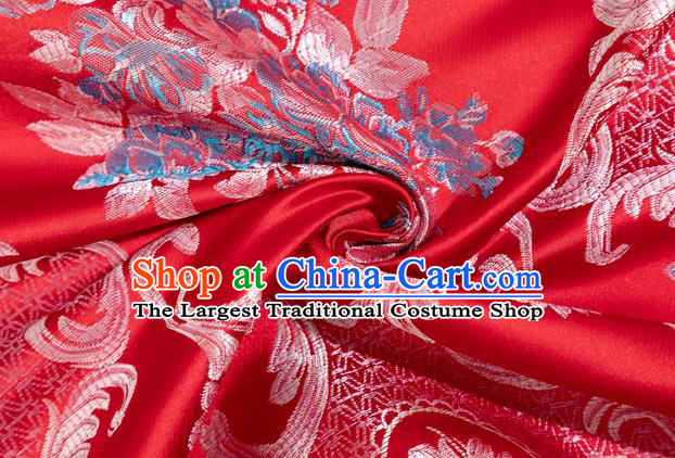 Chinese Classical Pattern Design Red Brocade Silk Fabric Tapestry Material Asian Traditional DIY Tang Suit Satin Damask