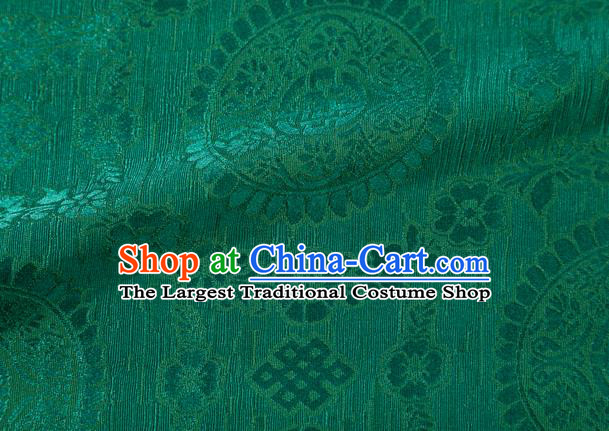 Chinese Classical Lucky Pattern Design Green Brocade Silk Fabric Tapestry Material Asian Traditional DIY Tibetan Robe Satin Damask