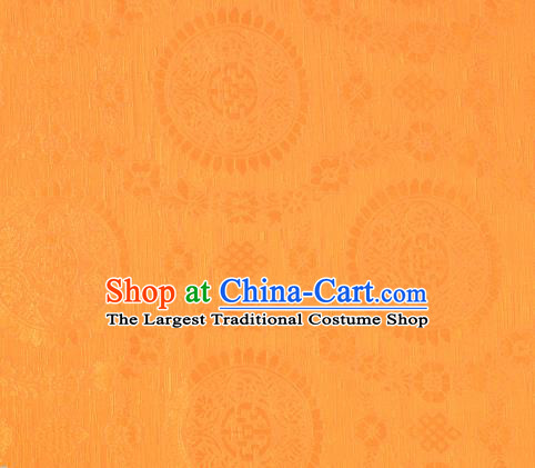 Chinese Classical Lucky Pattern Design Orange Brocade Silk Fabric Tapestry Material Asian Traditional DIY Tibetan Robe Satin Damask