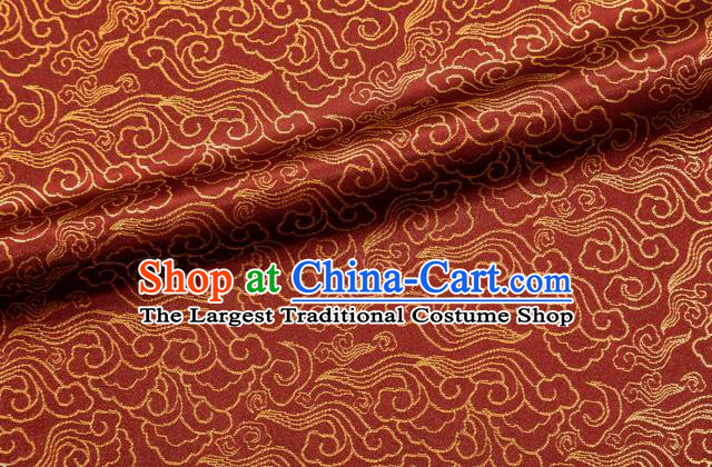 Chinese Classical Clouds Pattern Design Rust Red Brocade Silk Fabric Tapestry Material Asian Traditional DIY Tang Suit Satin Damask