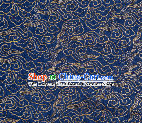 Chinese Classical Clouds Pattern Design Navy Brocade Silk Fabric Tapestry Material Asian Traditional DIY Tang Suit Satin Damask