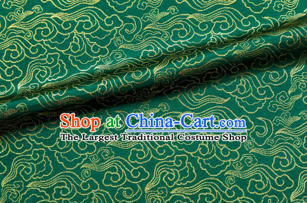 Chinese Classical Clouds Pattern Design Green Brocade Silk Fabric Tapestry Material Asian Traditional DIY Tang Suit Satin Damask