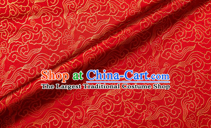 Chinese Classical Clouds Pattern Design Red Brocade Silk Fabric Tapestry Material Asian Traditional DIY Tang Suit Satin Damask