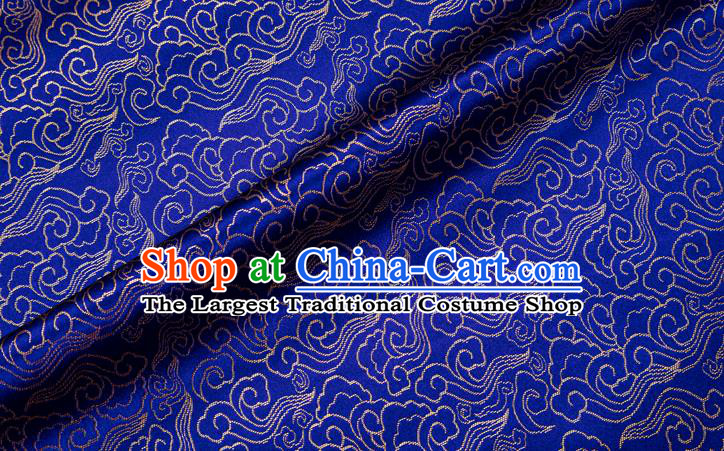 Chinese Classical Clouds Pattern Design Royalblue Brocade Silk Fabric Tapestry Material Asian Traditional DIY Tang Suit Satin Damask